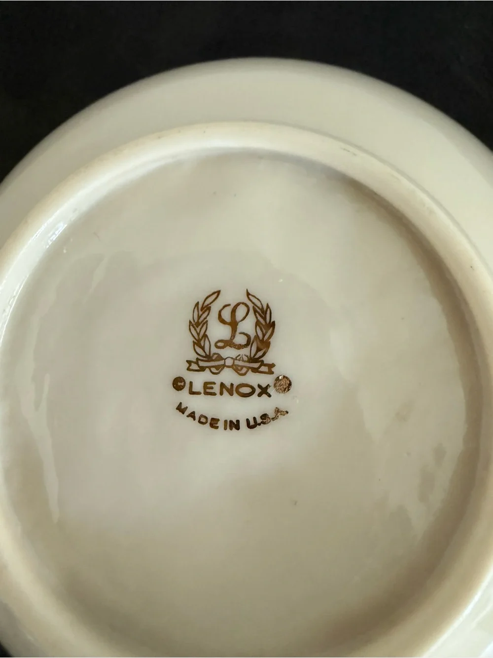 Lenox Cream Ceramic Bowl with Gold Rim and Heart Cutouts